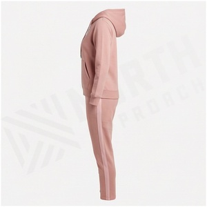 Conjunto de 2 Piezas de Sudadera con Capucha y Pantalones Deportivos de Felpa de Peso Medio 100% Algodón para Mujer, Estilo Vintage, para Otoño e Invierno - Product Image 3