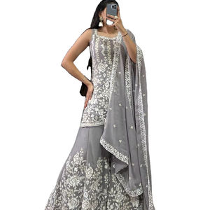Conjunto de Salwar/Kurta Pakistaní de Lujo con Múltiples Detalles y Bordados Especiales para Aniversario de Bodas, con Envío Gratuito a Todo el Mundo - Product Image 1