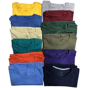 T-shirts en coton à manches courtes pour hommes, légers, col rond, couleurs vives mélangées, lot en gros - Product Image 1