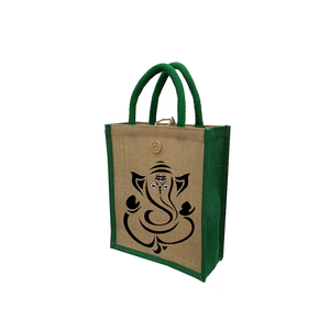 Laminated Reusable Jute Shopping <b>Tote</b> Beach <b>Bags</b> with All Over Print and Cotton Tape Handle - Product Image 3