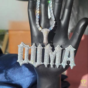 Shiny Moissanite Diamond " KING " Pendant Necklace Cuban Link Hip Hop Jewelry For Unisex - Product Image 4