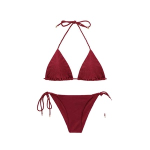 Wholesale High Quality High Waist Eco-Friendly Breathable Spandex/Nylon Underwire Women's Bikini 2-Piece Set <b>Thong</b> Customizable - Product Image 3