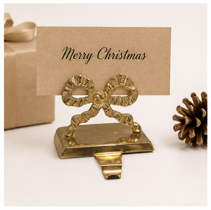 Vintage Style Golden <b>Bow</b> Christmas Stocking Hook Handcrafted Aluminum Festive Hanger Elegant Mantelpiece Ornament For Xmas Stock - Product Image 2