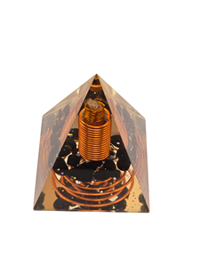 Pyramide en obsidienne noire orgonite avec pointe de cristal de charge, pyramides d'agate faites à la main en gros de Amayra Crystals - Product Image 1