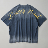 T-shirt Homme Personnalisé Effet Vieilli Délavé à l'Acide 100% Coton Style Urbain Déchiré Streetwear Écologique OEM Marque Privée