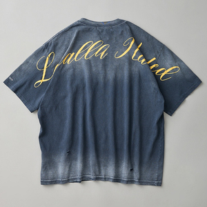 Camiseta Personalizada para Hombre, Estilo Desgastado con Lavado Ácido, 100% Algodón, Estilo Urbano, Ropa de Marca Privada OEM - Product Image 2