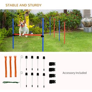 Set per Addestramento Agility per Cani con Ostacoli in PVC, Pali per Intreccio e Borsa per il Trasporto per Esercizio all'Aperto - Product Image 6