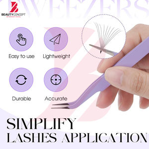 Prix direct usine, pinces à cils violettes professionnelles, outils manuels pour extensions de cils avec logo personnalisé OEM/ODM - Product Image 6