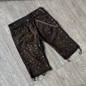 Shorts de Mezclilla Rectos de Verano, Estilo Urbano, Lavado Oscuro Personalizado, Jeans Vintage de Moda para Hombre - Product Image 2