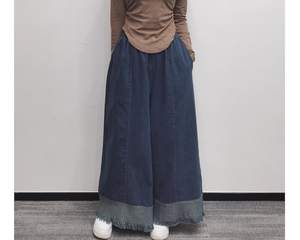 Vaqueros de mezclilla casuales de cintura media, holgados y ajustados, con lazo y volantes, a la moda para mujer - Product Image 4