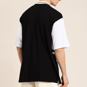 Polo Deportivo a Rayas Blancas y Negras para Hombre, Manga Corta, Algodón Transpirable, Informal, Talla Grande - Product Image 2