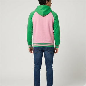 Sudadera con Capucha Oversize Unisex Rosa y Verde con LOGO Personalizado, de Algodón French Terry, con Bolsillo, Ajuste Regular, para Otoño - Product Image 4