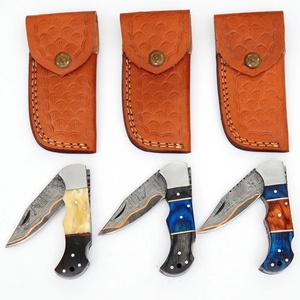 Premium Damascus Steel Folding Pocket Knife Handmade Wood Handle Clip Point Blade Custom OEM EDC Outdoor Hunting Survival Knife - Product Image 3
