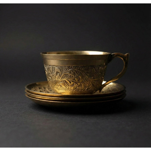 Wholesale Brass <b>Cups</b> and <b>Saucers</b> with Handcrafted Traditional Indian Designs Perfect for Gifting and Dining Accessories Supplies - Product Image 1