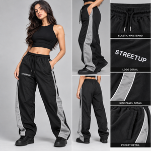 Pantalon de jogging décontracté pour homme, style vintage, coupe ample, en toile 100 % polyester avec empiècements latéraux, coupe-vent - Product Image 3