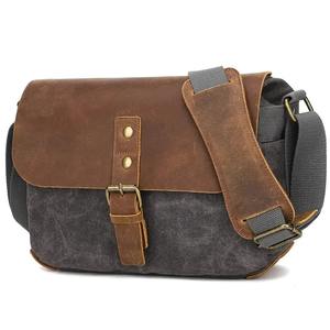 Sac de voyage bandoulière en cuir et toile pour appareil photo reflex numérique (DSLR/SLR), étanche, antichoc, avec fermeture éclair, couleur et taille personnalisables, vente en gros - Product Image 1