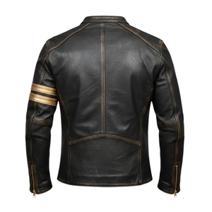 Custom Men's Vintage <b>Leather</b> Motorcycle <b>Jacket</b> Genuine Cowhide Biker <b>Jacket</b> <b>Retro</b> Racing <b>Leather</b> <b>Jacket</b> OEM ODM - Product Image 4