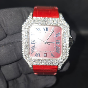 Reloj de Pulsera de Cuarzo Rojo con Números Arábigos, Completamente Decorado con Piedras, en Cuero, Nuevo y Más Vendido, a Precio de Mayoreo - Product Image 3