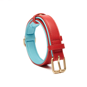 Premium Padded Genuine Leather Dog <b>Collar</b> with Brass Buckle & D-Ring Soft Inner Lining Adjustable <b>Pet</b> Neck Strap for Small - Product Image 2