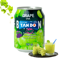 238ml en conserve coréen raisin pêche Orange fraise saveur fruitée pulpe jus boisson boissons exotiques boissons gazeuses Bebida De Uva coreana