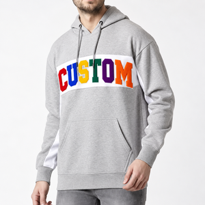 Sweat-shirts à capuche zippés color block pour hommes, marque privée OEM, en coton blanc épais, coupe oversize, avec broderie et impression DTG - Product Image 1