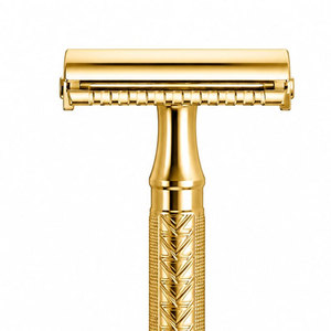 Rasoir de sécurité à double lame doré, lames en acier inoxydable, manche en plastique pour hommes, rasage du visage, usage en salon de coiffure - Product Image 5