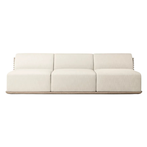 Modern Contemporary Outdoor Sofa Solid Teak Wood Frame Woven Motif <b>Backrest</b> Minimalist Resort Lounge Couch Patio Furniture - Product Image 6