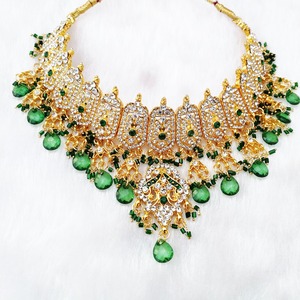 Indian Royal Copper Zircon Gold Plated Vintage Bridal Jewelry Set Flower Design Women Wedding Party Traditional Elegance Regal - Product Image 3
