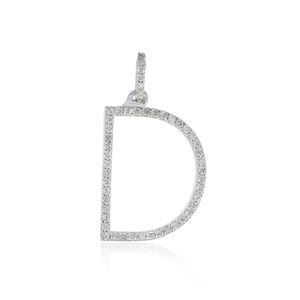 Colgante de Oro Blanco de 14k con Diamantes Naturales Pavé, Hecho a Mano, con Inicial D, Joyería Fina al por Mayor - Product Image 2