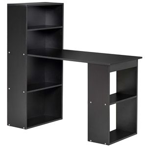 Scrivania Nera per Computer da Ufficio Domestico con Libreria e Tavolo per Hobby, 47 Pollici, Durevole e Regolabile, Arredamento Scolastico - Product Image 1