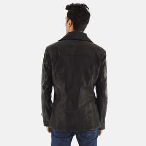 Blouson Bomber en Cuir Noir Personnalisé OEM, Col Montant, Style Streetwear, Fermeture Éclair, Doublure Coton Imperméable, 100% Homme - Product Image 3