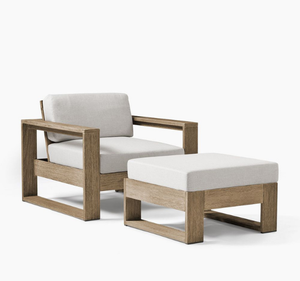 Silla Tumbona Moderna de Madera de Teca Ecológica para Exteriores con Otomana, Diseño Tropical, para Piscina, Hotel, Villa, Patio, Jardín - Product Image 4