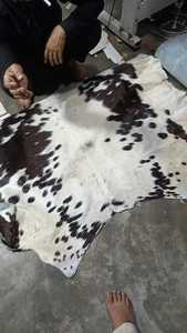 Genuine Cow Skin Leather Full Pelt Hair-On Natural Color Geometric Pattern Breathable Varsity <b>Jacket</b> - Product Image 5