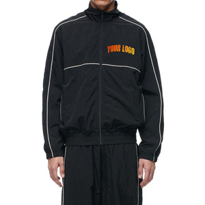 Nouvel ensemble de survêtement d'hiver personnalisé pour homme en coton uni avec capuche, coupe-vent imprimé, 2 pièces, veste de sport zippée, imperméable, personnalisable - Product Image 4