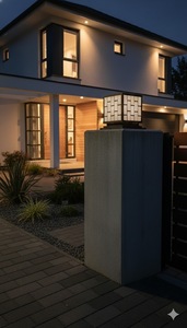 Lámpara LED Moderna de 8 Pulgadas para Poste de Entrada, Lámpara de Pilar de Acero Negro para Villa, Iluminación Decorativa Cálida para Puerta Exterior, CA 220V (±10%) - Product Image 2