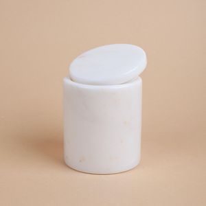 Pot de rangement cylindrique en marbre travertin, très demandé, rustique, luxueux, décoratif, organiseur de salle de bain, pot naturel de qualité supérieure - Product Image 3