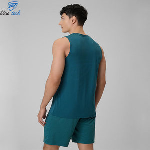 Custom Men Plus Size 2-Piece Gym Fitness Tank Top and Training Shorts Workout Set Breathable Quick Dry Front Plaid Pattern - Product Image 3