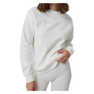 Pull col roulé en molleton 100 % coton pour femme, léger, respirant, coupe-vent, séchage rapide, écologique, décontracté, manches tombantes, devant - Product Image 4