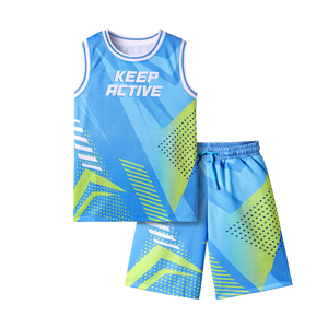 Conjunto de Uniforme de Baloncesto Sublimado Personalizado para Niños, Ropa Deportiva de Verano, Absorbe la Humedad, Camiseta sin Mangas y Pantalones Cortos - Product Image 1