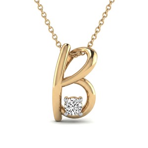จี้เพชรทรงกลมแบบคลาสสิก ทองคำแท้ 14K ประดับเพชรแล็บ รูปตัวอักษร B ราคาขายส่ง - Product Image 5