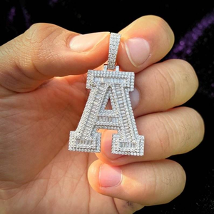 Luxury Moissanite Letter A Pendant 925 <b>Silver</b> <b>Necklace</b> Iced Out Alphabet Charm Sparkling Statement Fashion Jewelry Piece - Product Image 4