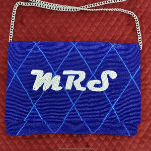 Pochette de mariée perlée personnalisée sac à main à paillettes fait à la main sac à main de luxe fête de mariage soirée avec chaîne sangle - Product Image 1