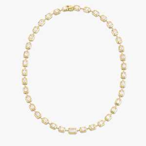 14k Gold Emerald Cut Lab Grown Diamond Tennis Choker Chain Necklace 15 ct Bezel Set Graduated Wedding Bridal Jewelry Wholesale - Product Image 3