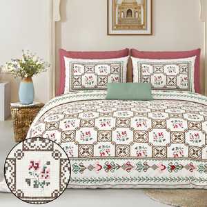 Juego de Sábanas de Algodón de 3 Piezas con Estampado Floral Mario, 40 Hilos, 300 Hilos por Pulgada Cuadrada, 1.8 m, Resistentes a la Decoloración, Personalizables, para Todas las Estaciones - Product Image 1