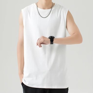 เสื้อกล้ามออกกำลังกายผ้าฝ้าย 100% สั่งทำโลโก้ได้ตามต้องการ ขายส่ง เสื้อกล้ามโอเวอร์ไซส์เรียบง่ายสำหรับผู้ชาย เสื้อกล้ามระบายอากาศได้ดี - Product Image 1