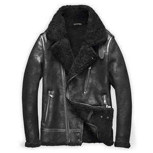 Men's Genuine Leather Hooded Biker Jacket Sherpa Lined Windproof Winter <b>Coat</b> <b>Zipper</b> Closure - Product Image 4