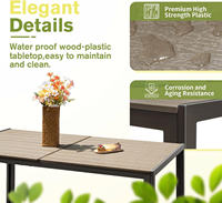 Ensemble de table à manger en acier convertible moderne et écologique, 6 pièces, meubles de salle à manger imperméables pour jardin et terrasse