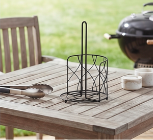 Modern Black Metal Paper Towel Holder Freestanding Circular Design Minimalist Style For Kitchen <b>Accessory</b> And <b>Bathroom</b> Use - Product Image 5