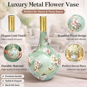 Luxury Metal Flower Vase with <b>Printed</b> Design Decorative | Table Vase for Home Living Room Centerpiece Party Decor Gift Item - Product Image 5