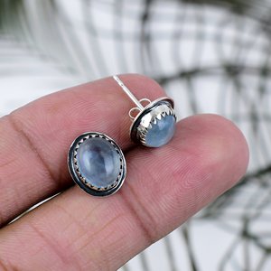 Natural Aquamarine Oval Shape Earrings 925 Sterling <b>Silver</b> <b>Stud</b> Earrings Elegant Luxury Gemstone Jewelry Gift Party - Product Image 2